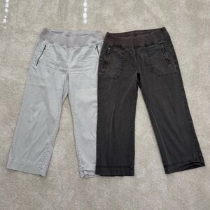 2 Pair Orvis Ladies Size 12 Pull-On Capri Pants Putty & Olive Comfort Waist